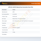 APW AS-340131 Natural Gas Convection Oven Pilot
