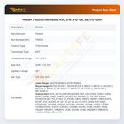 Hobart 719202 Thermostat Kxt, 3/16 X 12-1/4, 36, 175-500F