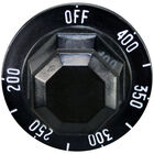 Henny Penny 16706 Black Thermostat Knob W/White Printed Numbers, 2" DIA, OFF-400-200F, Mount .187", Flat Down