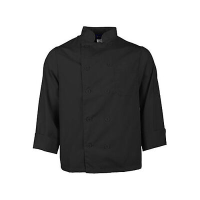 Allpoints 2577BLKL Kng Lg Lw Chef Coat Black Long Sleeve