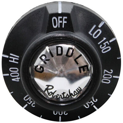 Comstock Castle 18017 BJ Thermostat Black Knob 1-15/16" DIA, OFF-LOW-150-400-HIGH, Mount 11/16", Notch Down, 1" Protrusion