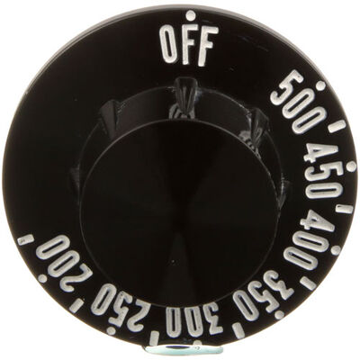 Southbend 1161671 Black Thermostat Knob W/White Numbers 2-1/4" DIA, OFF-500-200F, Mount .187"