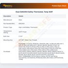 Dean 8262454 Safety Thermostat, Temp 425F