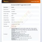 Cleveland CLE19977 Toggle Switch 1/2 SPST