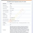 True 800313 Cooler Temperature Control, 9F To 36.5F