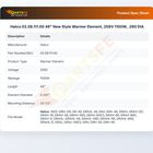 Hatco 02.08.111.00 48" New Style Warmer Element, 208V 1100W,  .260 DIA