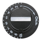 Intermetro RPC06-313 Black Knob W/Silver Bar, 2" DIA, OFF-10-1, Mount .187", Flat Right