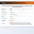 Hobart 417258-000G1 Front Burner Assembly W/ Cast Iron, W/O Head, 4-3/8" Top Opening, Air Shutter