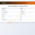 Anthony 2103080007 29" Torque Rod, HEX End