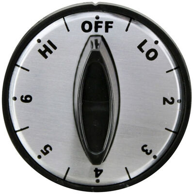 Nemco 92099 Flat Down Chrome Face Knob 2" DIA, OFF-LO-2-6-HI, Mount .187", Fixed Overlay