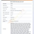 Hobart 5025A Pilot Safety Valve 3/8"