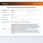 Ultrafryer 18187 Ignition Cable W/ 90&deg; Spark Plug Boot 27"