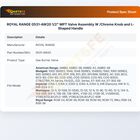 ROYAL RANGE 0531-AW20 1/2" MPT Valve Assembly W /Chrome Knob and L-Shaped Handle