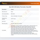 Dean 806-3410 Safety Thermostat, Temp 425F