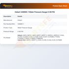 Hobart 349665-1 Dishwasher Water Pressure Gauge 0-60 PSI