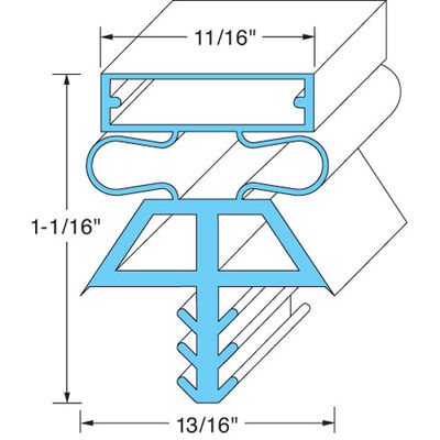 Vollrath/Idea-Medalie 22525-1075 4 Sided Gray Door Gasket W/ 3 Dart Snap-In Mount