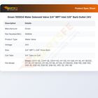 Groen 100934 Water Solenoid Valve 3/4" MPT Inlet 3/8" Barb Outlet 24V