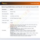 Market Forge 084864 Water Level Probe W/ 1-1/2" Under Nut Thread,3/8" MPT