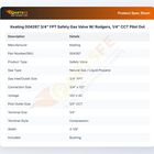 004267 3/4" FPT Safety Gas Valve W/ Rodgers, 1/4" CCT Pilot Out