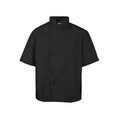 Allpoints 2578BLK2XL Kng 2Xl Lw Chef Coat Black Short Sleeve