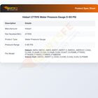 Hobart 277915 Water Pressure Gauge 0-60 PSI