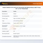 Hobart 344523-6 Hi-Limit LCH Thermostat with Manual Reset, 490&deg;F Fixed, 1/4" x 6-1/2" Nickel Bulb