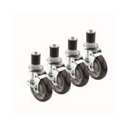 Krowne 28-129S Stem Caster With Brake 1-5/8" 5" Wheel Set Of 4