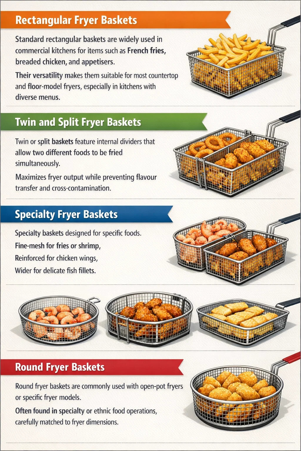 Types of Commercial Fryer Baskets for Different Restaurant Frying Needs_PartsFe UK