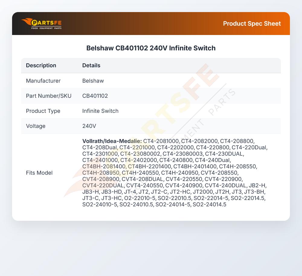 Belshaw CB401102  240V Infinite Switch