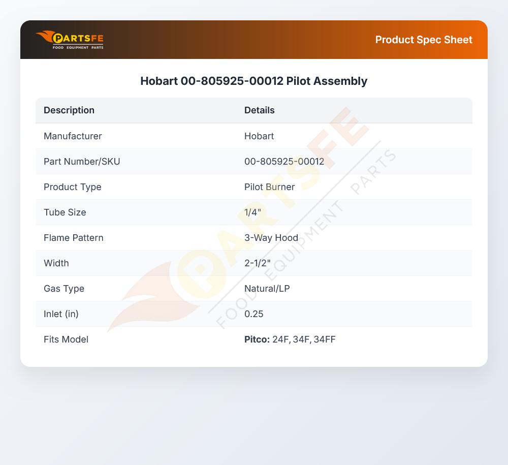Hobart 00-805925-00012 Pilot Assembly