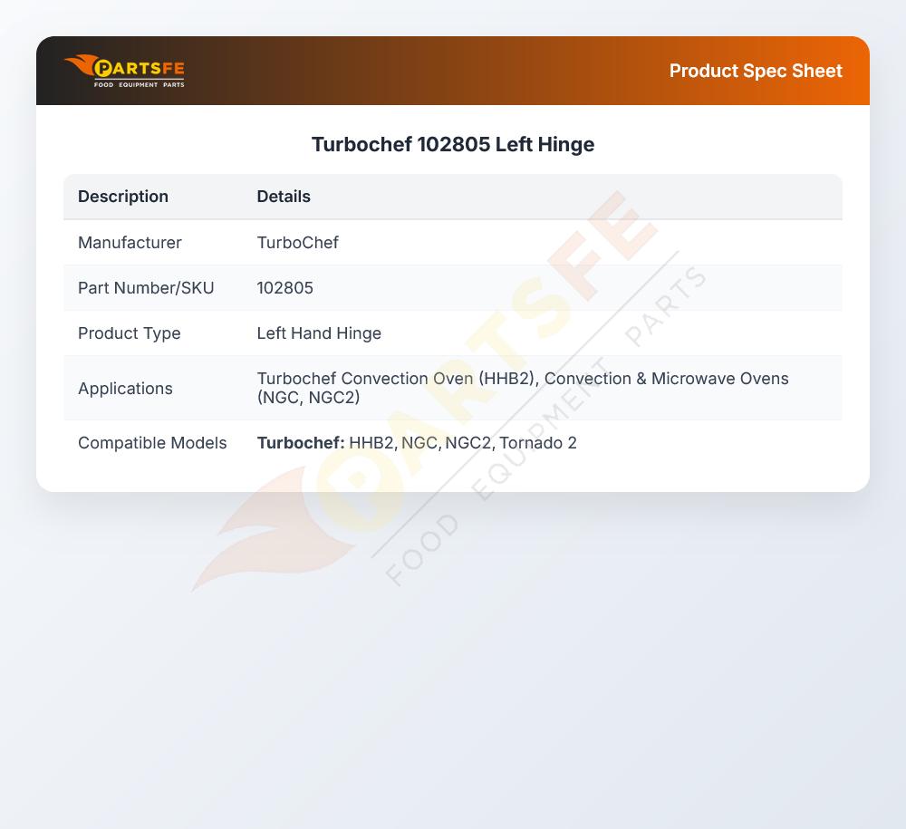 Turbochef 102805 Left Hinge