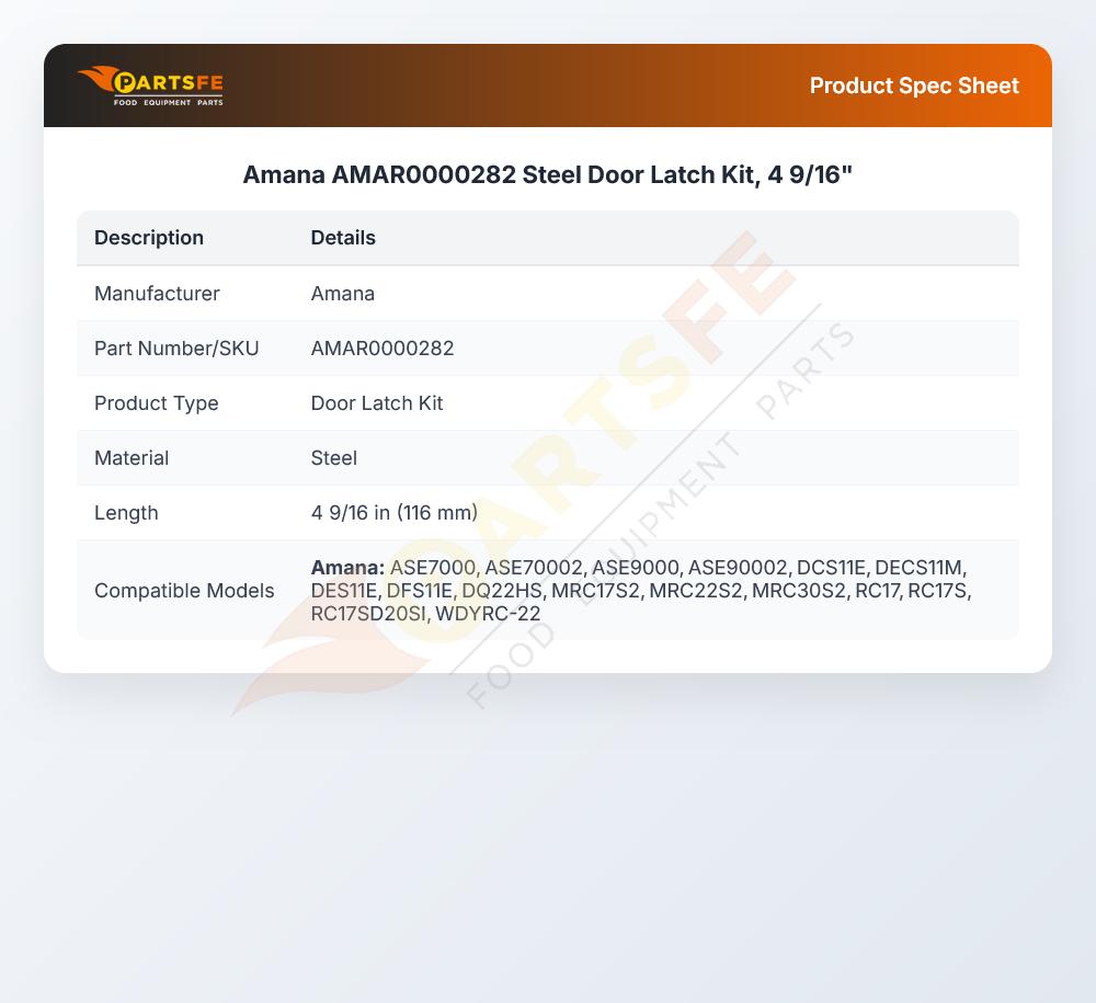 Amana AMAR0000282 Steel Door Latch Kit, 4 9/16"