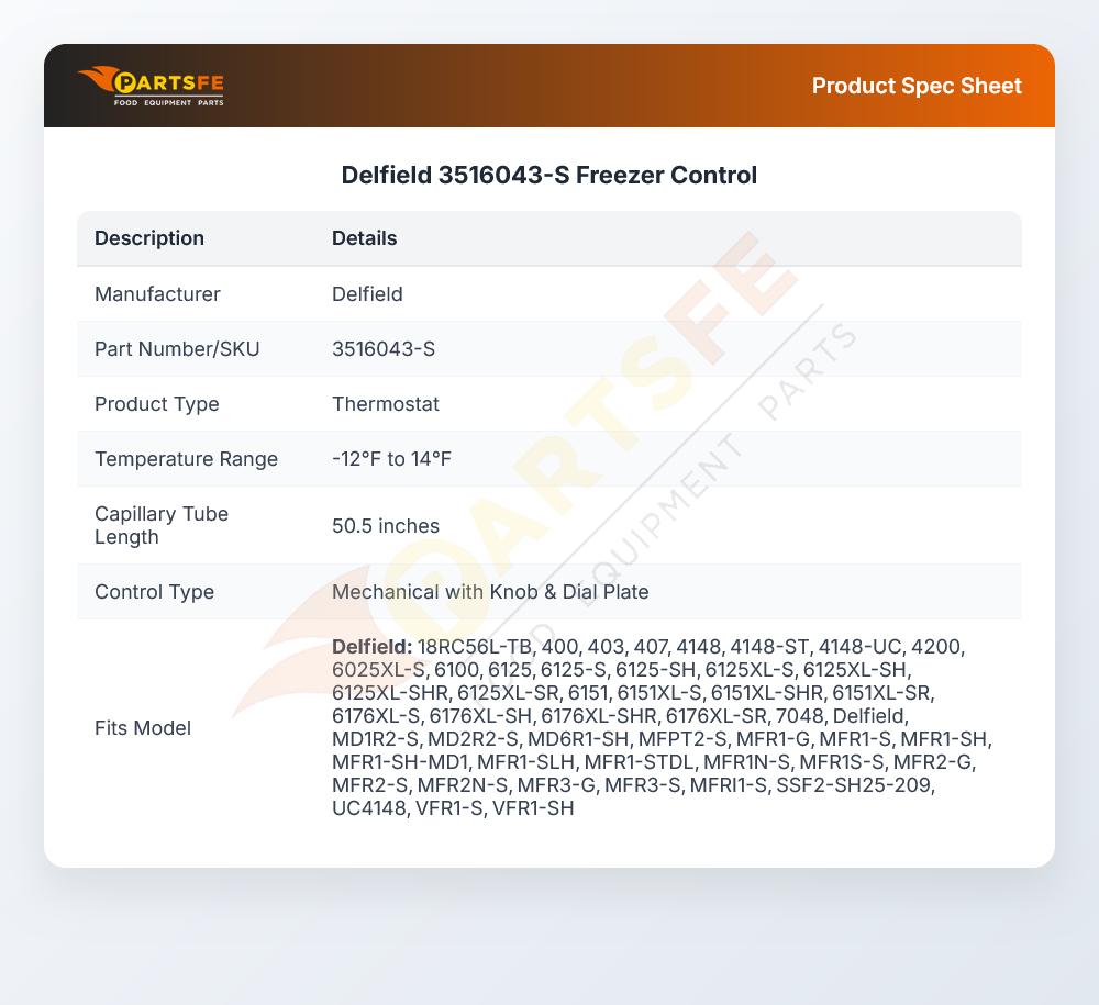 Delfield 3516043-S Freezer Control