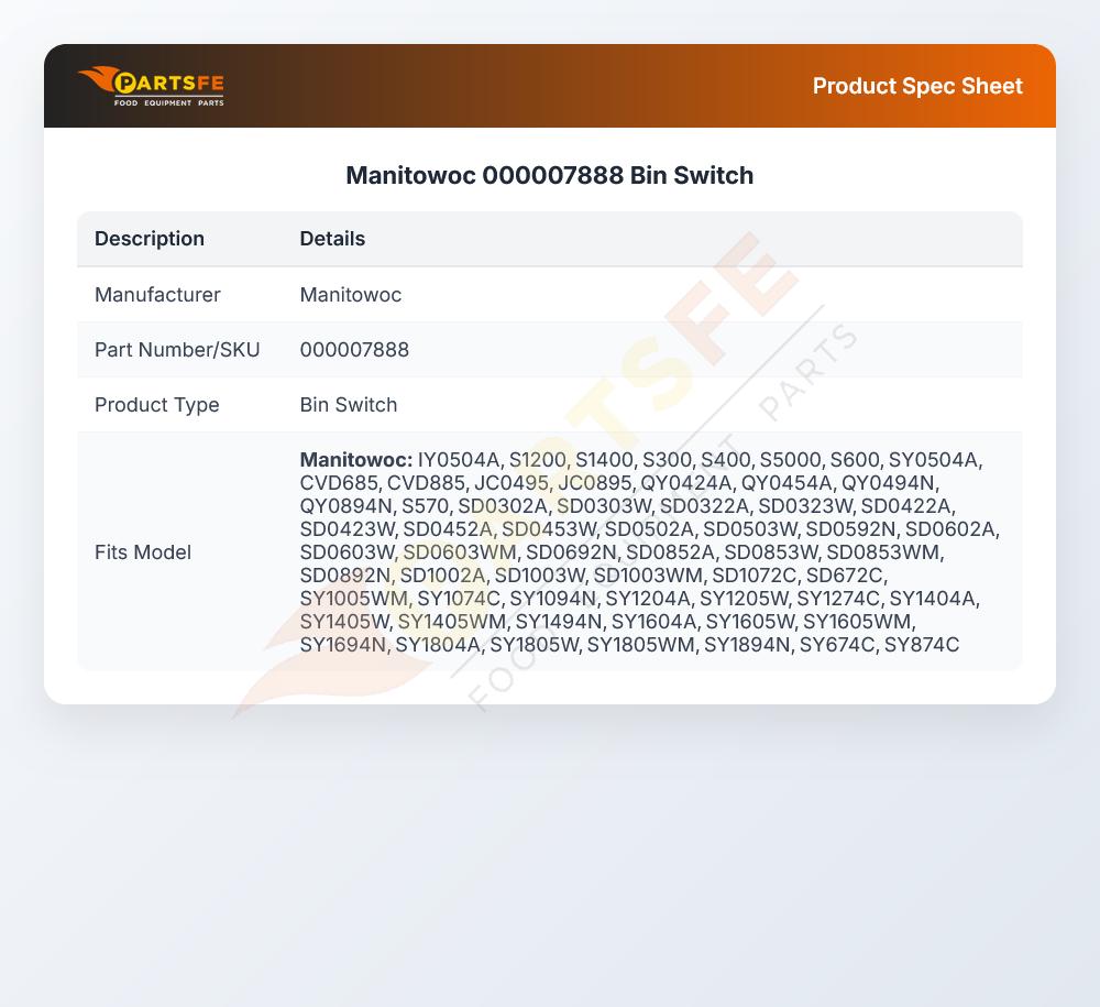Manitowoc 000007888 Ice Machine Bin Switch Magnetic 36"