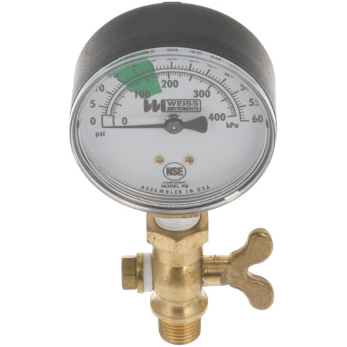 Stero 17X 2-1/2" Bottom Mount Pressure Gauge, 0-60 PSI, 1/4" MPT