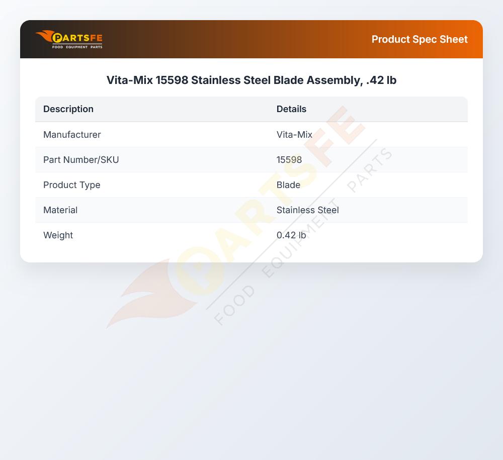 Vita-Mix 15598 Stainless Steel Blade Assembly, .42 lb