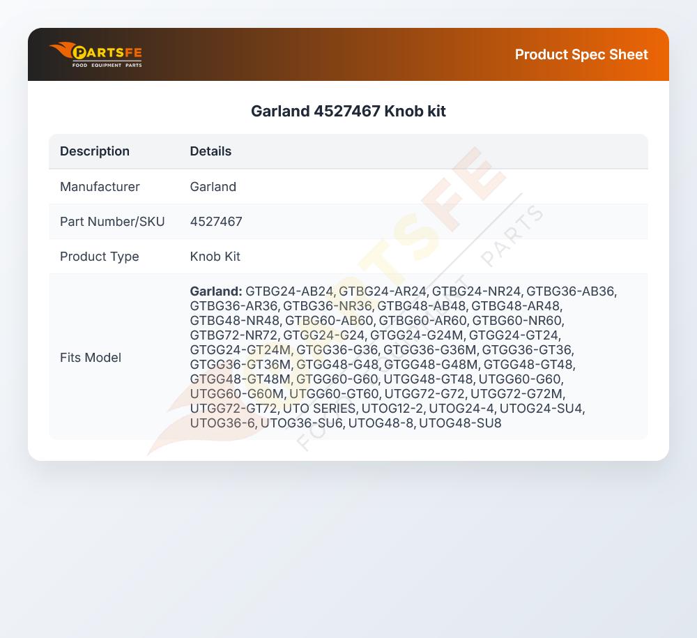 Garland 4527467 Hi/Low Knob Assembly