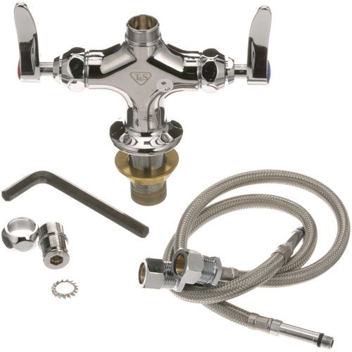 T&S Brass 002824-40 Pre-Rinse Deck Mount Faucet with Spreader, 4" CTRS