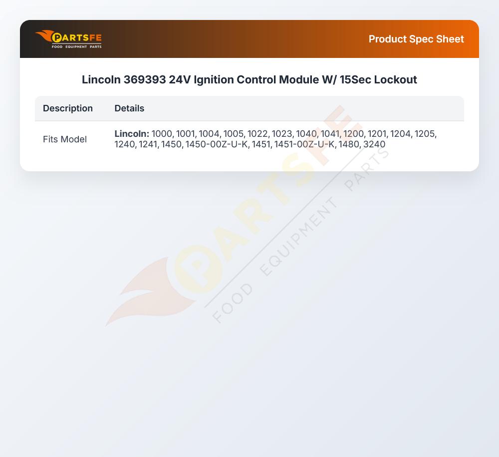 Lincoln 369393 24V Ignition Control Module W/ 15Sec Lockout