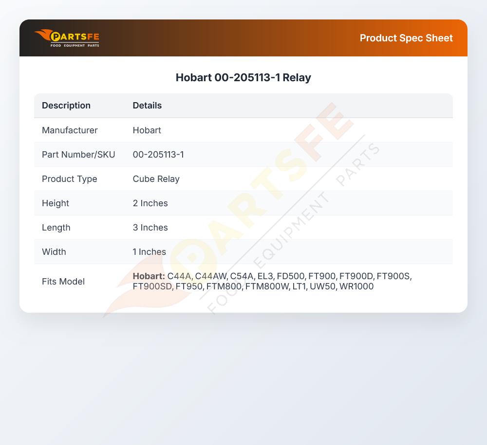 Hobart 00-205113-1 Relay