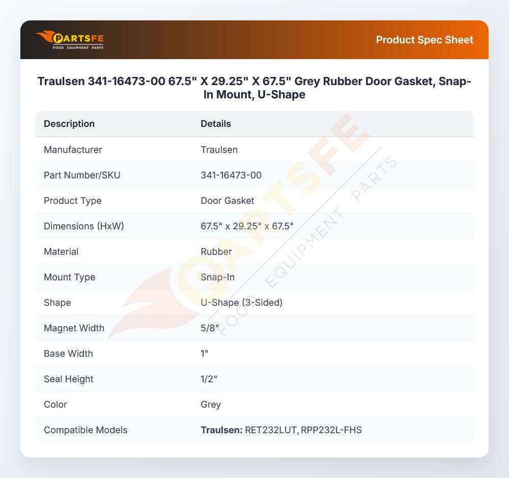 Traulsen 341-16473-00 Refrigerator Door Gasket