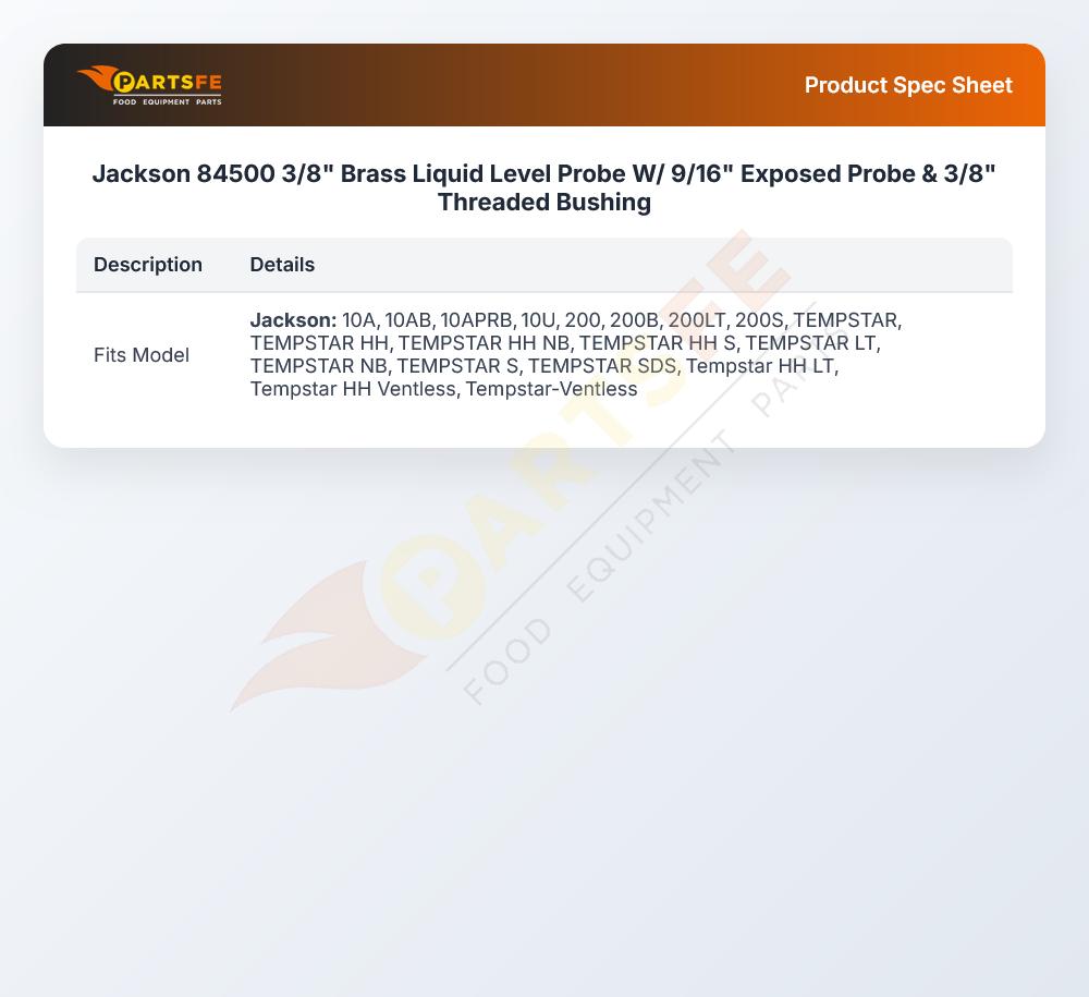 Jackson 84500 3/8" Brass Liquid Level Probe W/ 9/16" Exposed Probe & 3/8" Threaded Bushing