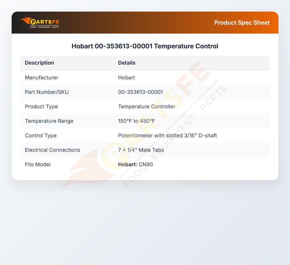 Hobart 00-353613-00001 Temperature Control