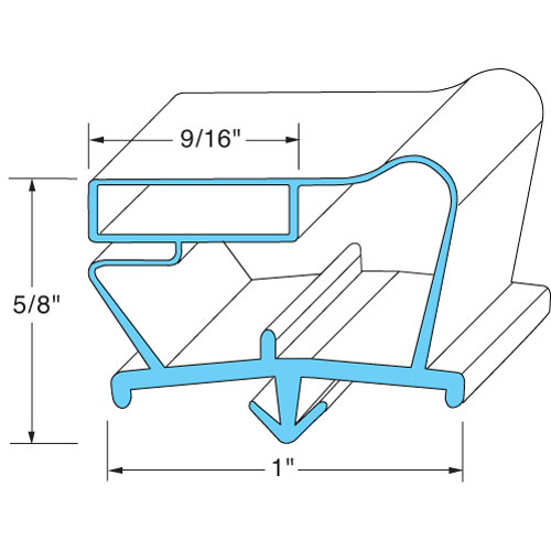 Beverage Air 712-047D-01 Refrigerator Grey Door Gasket 23-1/8" X 62-3/4" 9/16" MAG