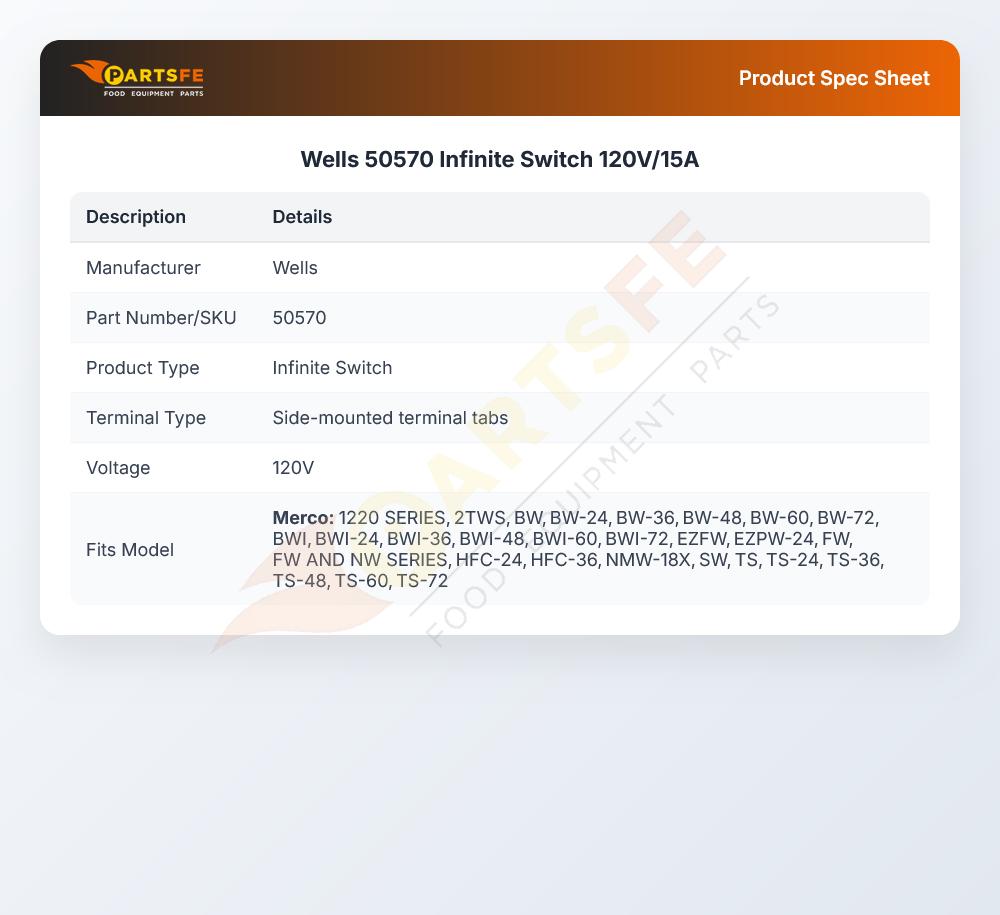 Wells 50570 Infinite Switch 15A 120V