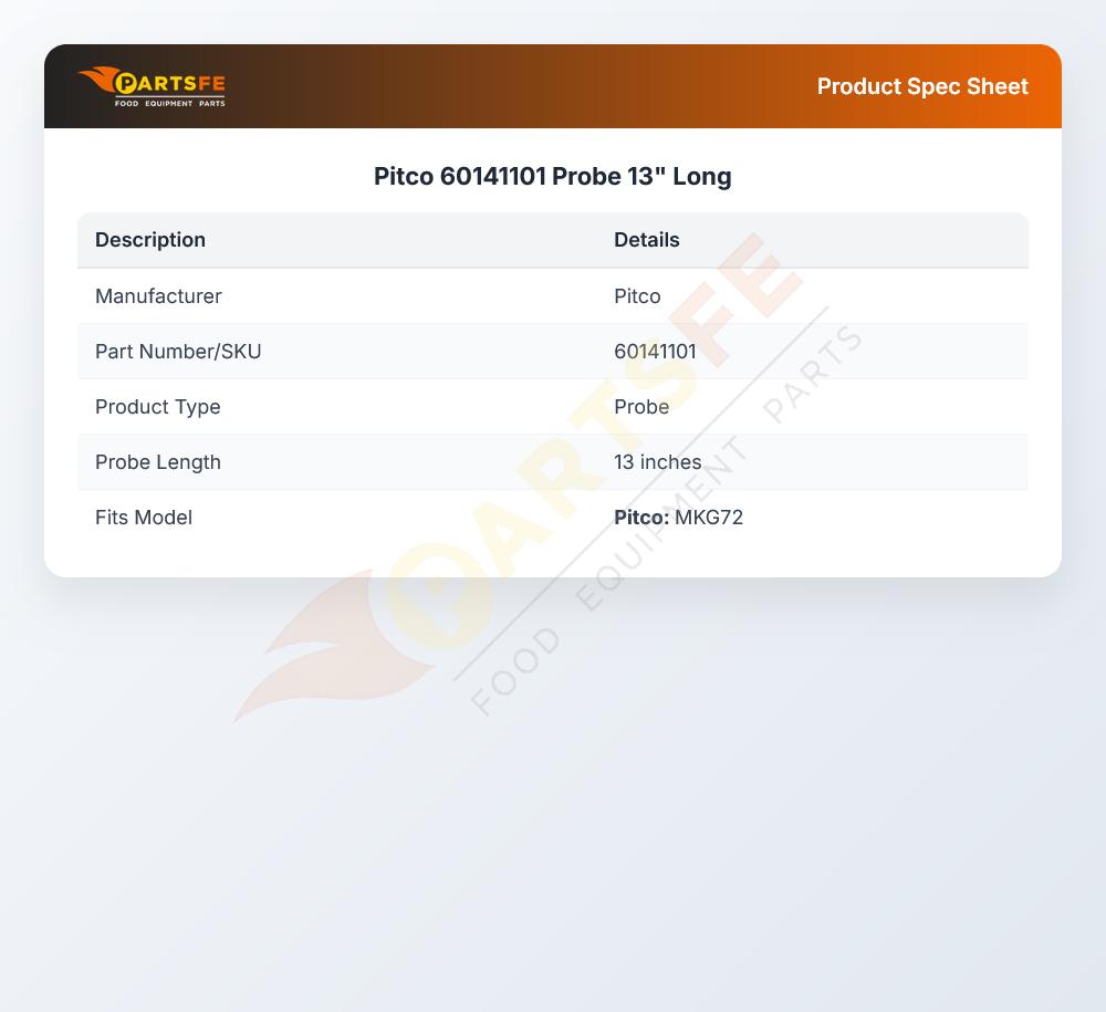Pitco 60141101 Gas Griddle RTD Probe 1K 13"