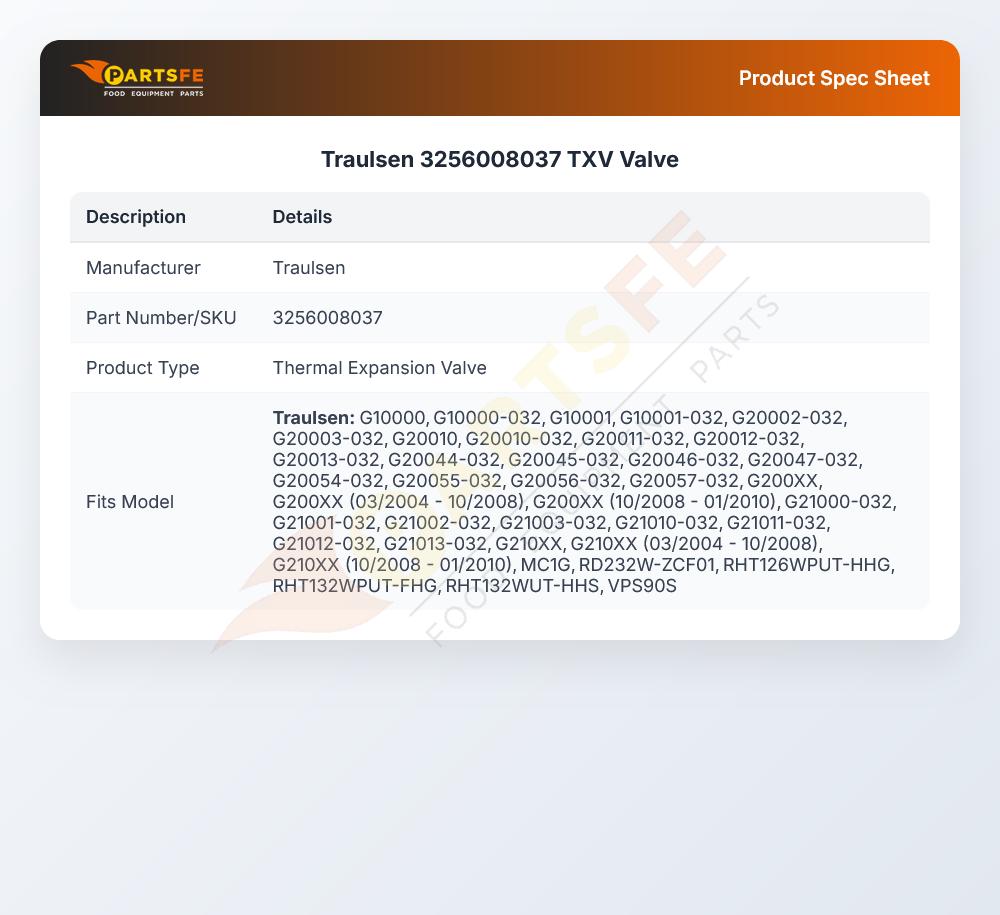 Traulsen 3256008037 TXV Valve
