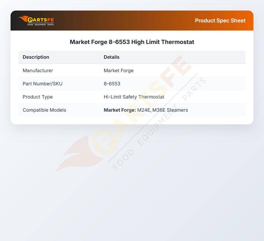 Market Forge 8-6553 High Limit Thermostat