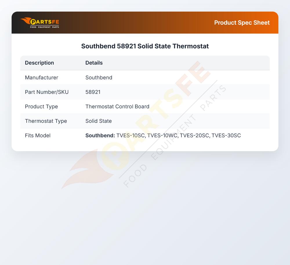 Southbend 58921 Solid State Thermostat