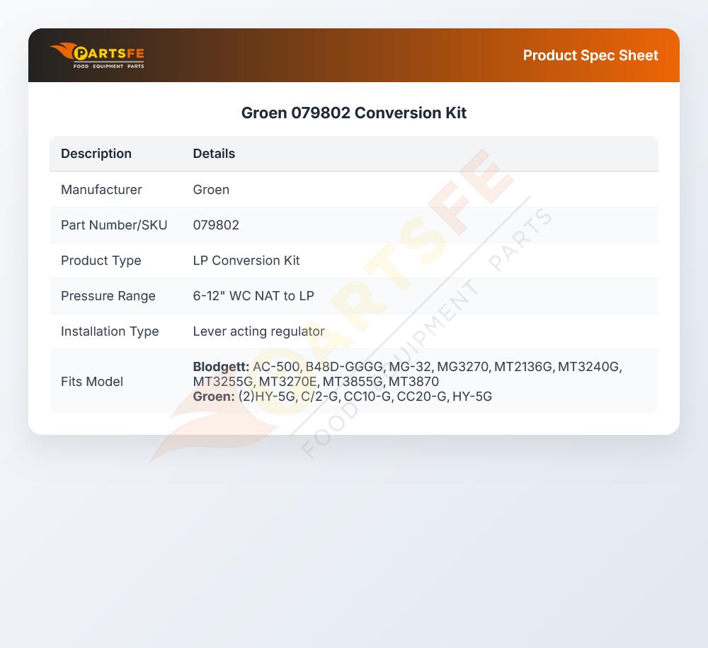 Groen 079802 Conversion Kit